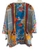 Johnny Was Size M Multi Silk V Neck 1/2 Sleeve Abstract Print Lace Detail Top Multi / M
