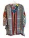 Johnny Was Size M Multi Silk V Neck 1/2 Sleeve Abstract Print Lace Detail Top Multi / M