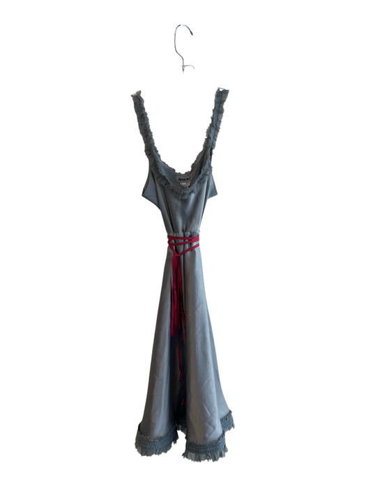 Heyne Bogut Size 2 Gray Silk Sleeveless Raw Edge Ribbon Tie Knee length Dress Gray / 2