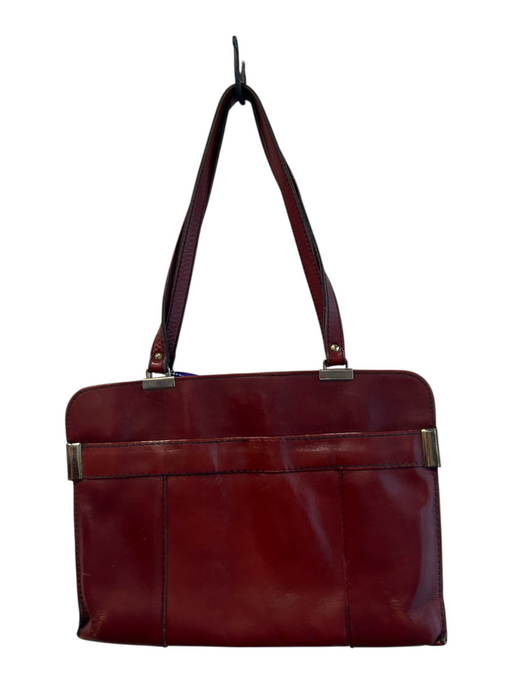 No Brand Cranberry Leather Double Handle Snap Closure Goldtone Hardware Bag Cranberry / Medium