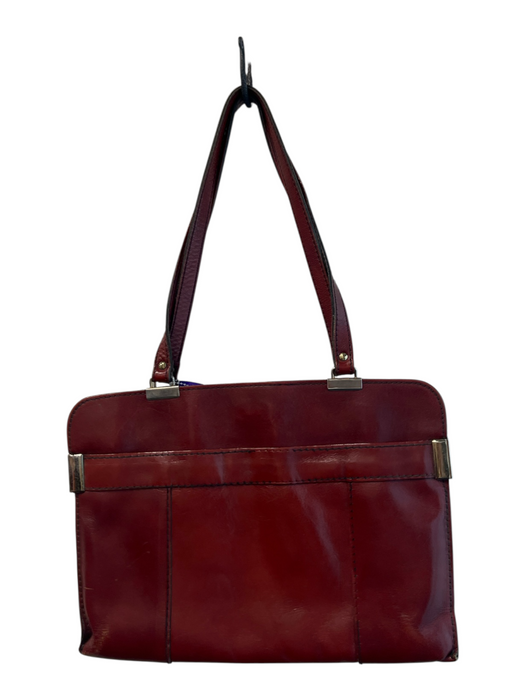 No Brand Cranberry Leather Double Handle Snap Closure Goldtone Hardware Bag Cranberry / Medium