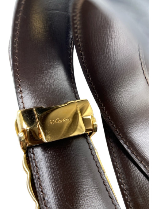 Cartier Black Leather Gold Buckle Elephant Midi Belts Black / Est S