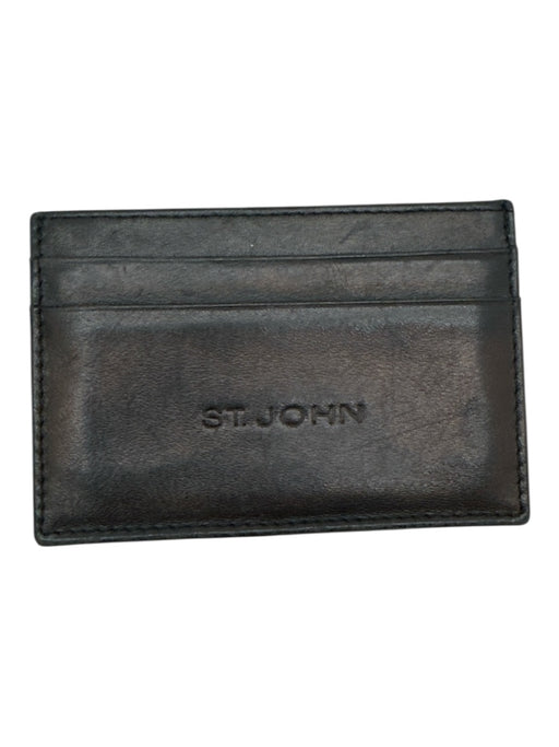St. John Black Leather Card Slots embossed logo Wallets Black