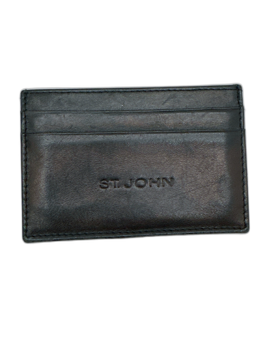 St. John Black Leather Card Slots embossed logo Wallets Black