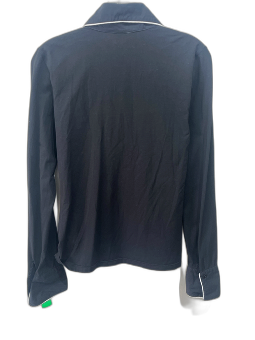 Anne Fontaine Size 42 Black Cotton Blend Button Front Long Cuff Sleeve Top Black / 42
