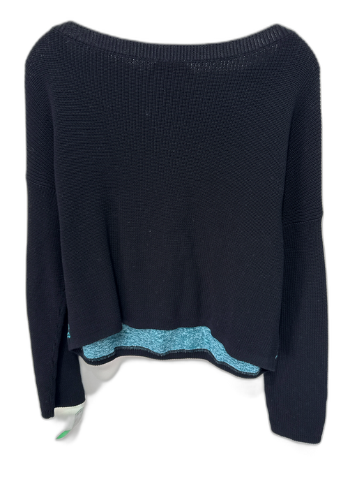 No 21 Size Est S Black & Multi Cotton Knit Ocean View Image Long Sleeve Sweater Black & Multi / Est S