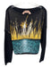 No 21 Size Est S Black & Multi Cotton Knit Ocean View Image Long Sleeve Sweater Black & Multi / Est S