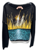 No 21 Size Est S Black & Multi Cotton Knit Ocean View Image Long Sleeve Sweater Black & Multi / Est S