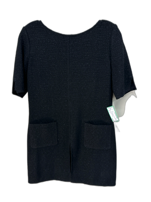 St. John Size 4 Black Tweed Front Pockets Back Zip slit Dress Black / 4