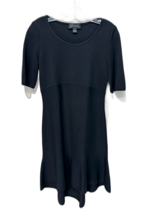 St. John Size 4 Black Wool & Rayon Side Zip Dress Black / 4