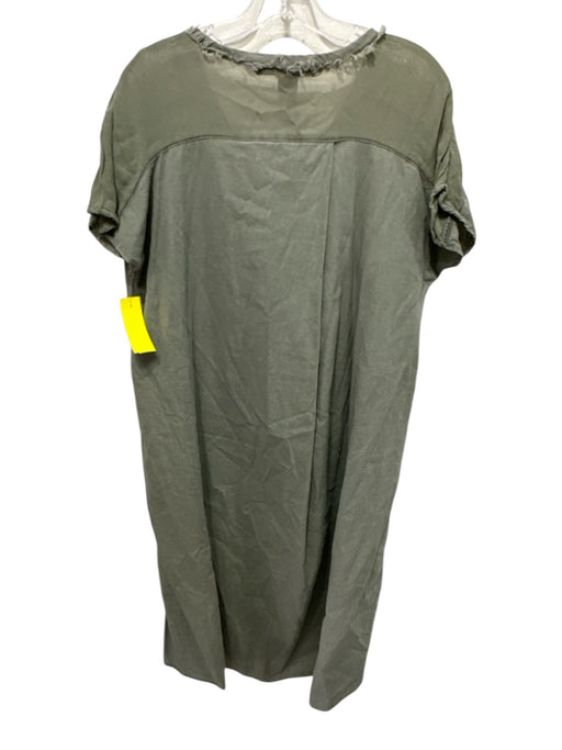 Wearables Size S Sage green Linen & Cotton Frayed Front Pockets Dress Sage green / S