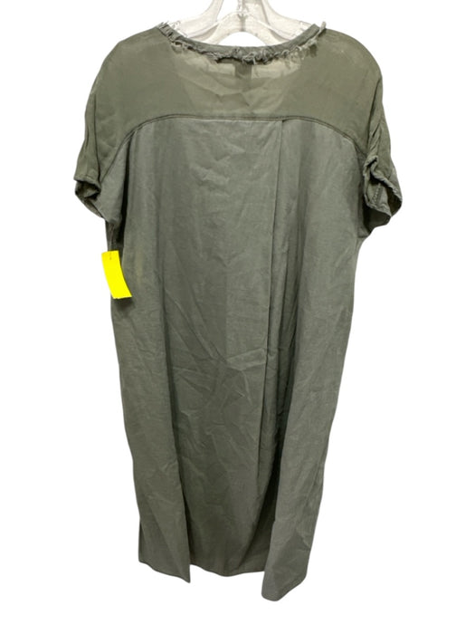 Wearables Size S Sage green Linen & Cotton Frayed Front Pockets Dress Sage green / S