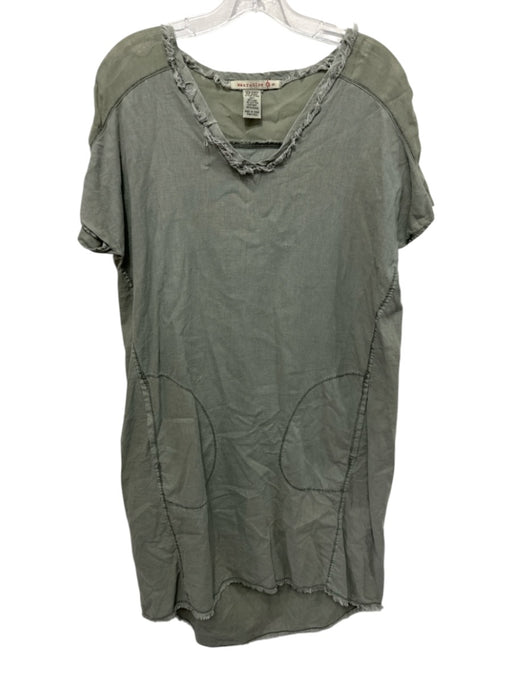 Wearables Size S Sage green Linen & Cotton Frayed Front Pockets Dress Sage green / S
