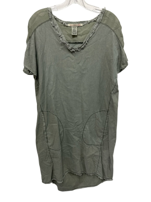 Wearables Size S Sage green Linen & Cotton Frayed Front Pockets Dress Sage green / S