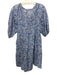 XiRENA Size M Blue & White Cotton & Silk floral print Pockets Dress Blue & White / M
