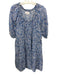 XiRENA Size M Blue & White Cotton & Silk floral print Pockets Dress Blue & White / M