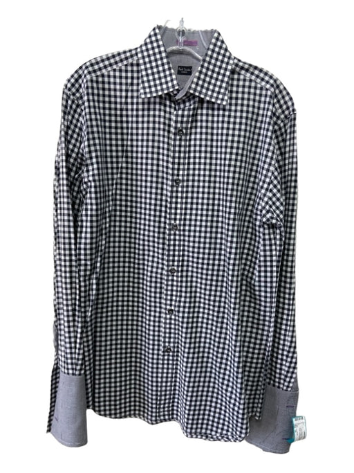 Paul Smith Size 15 Black & White Cotton Checkered Button Down Long Sleeve Shirt 15