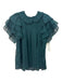 Ulla Johnson Size 4 Deep Green Silk Smocked Yoke Ruffle Cap Sleeve Top Deep Green / 4