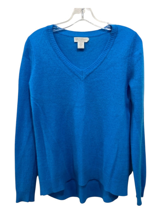 Oats Cashmere Size S Blue Cashmere V Neck Ribbed Detail Sweater Blue / S