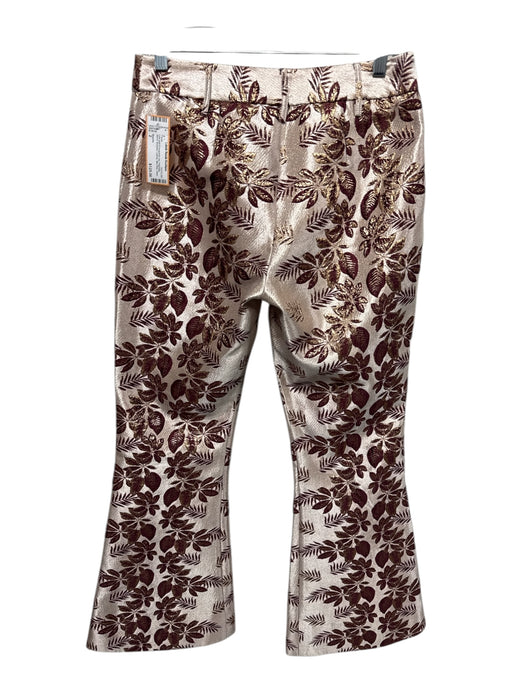 Smythe Size 2 rose gold & burgundy red Polyester Blend Brocade Leaves Pants rose gold & burgundy red / 2