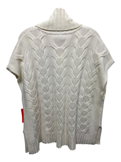 Kinross Size S/M Cream Cashmere Sleeveless Cable Knit turtle neck Boxy Sweater Cream / S/M