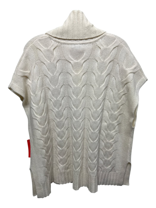 Kinross Size S/M Cream Cashmere Sleeveless Cable Knit turtle neck Boxy Sweater Cream / S/M