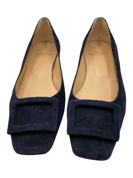 Ann Mashburn Shoe Size 37 Navy Suede Square Toe Buckle Buckle Flats Navy / 37
