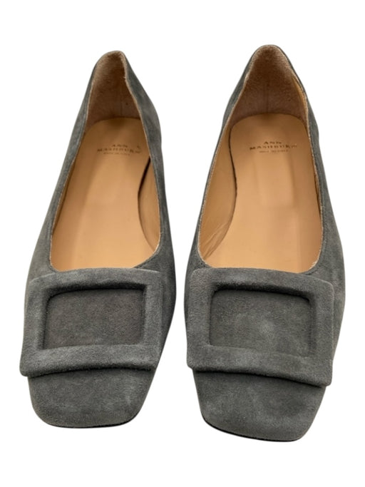 Ann Mashburn Shoe Size 37 Gray Suede Square Toe Buckle Buckle Flats Gray / 37