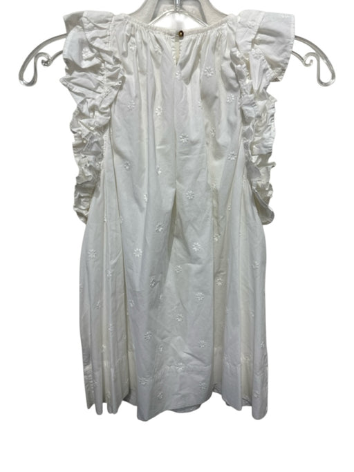 Ulla Johnson Size XS White Cotton Sleeveless Ruffles Keyhole Back Top White / XS