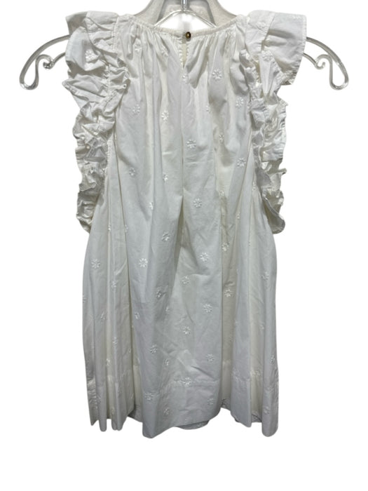 Ulla Johnson Size XS White Cotton Sleeveless Ruffles Keyhole Back Top White / XS