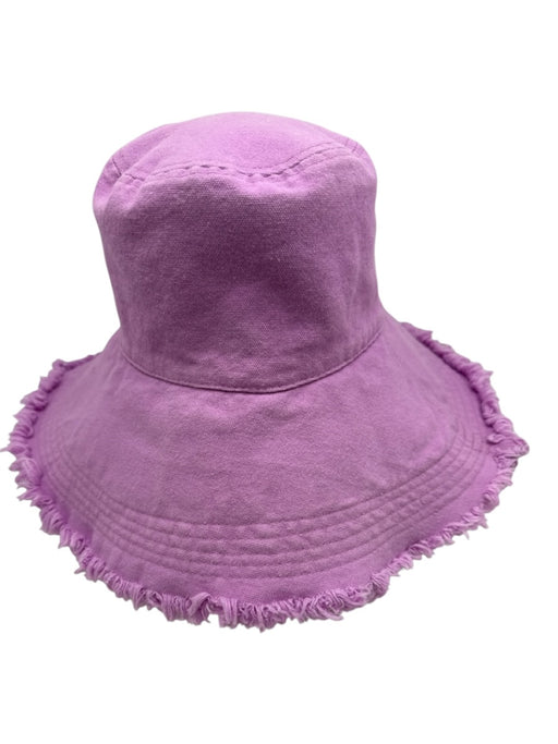 By Anthropologie Pink Cotton Distressed Hem bucket Hat Pink / One Size
