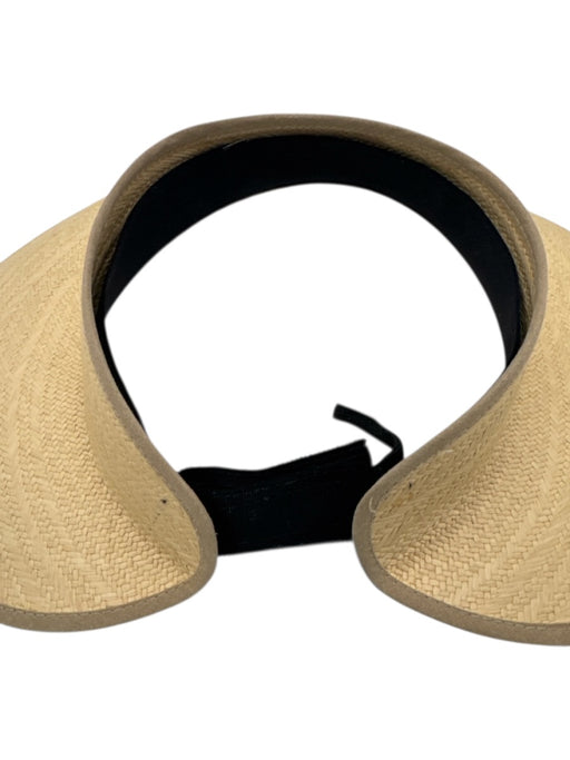 Freya Beige Straw Velcro Strap Visor Hat Beige / One Size