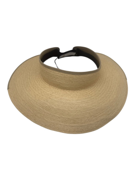 Freya Beige Straw Velcro Strap Visor Hat Beige / One Size