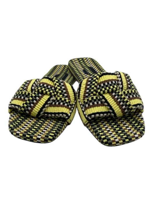 Amambaih Shoe Size 37 Yellow, Black, White & Green Textile Woven Slip On Sandals Yellow, Black, White & Green / 37