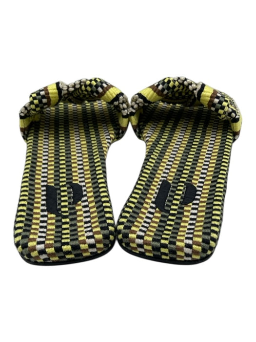 Amambaih Shoe Size 37 Yellow, Black, White & Green Textile Woven Slip On Sandals Yellow, Black, White & Green / 37