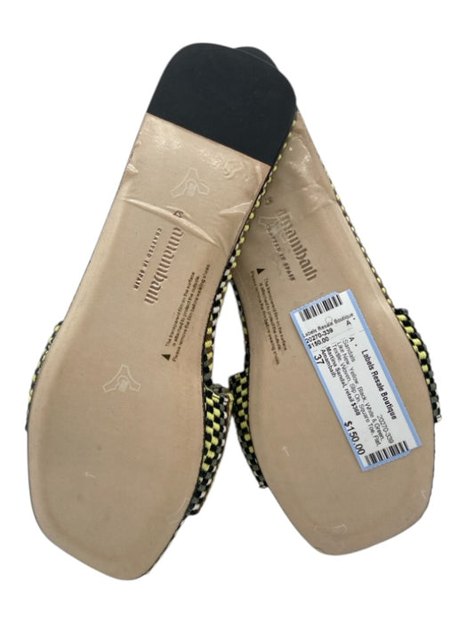 Amambaih Shoe Size 37 Yellow, Black, White & Green Textile Woven Slip On Sandals Yellow, Black, White & Green / 37