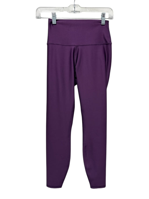 Alo Size XS Plum Purple Nylon Blend Wide Waist Band Paneled 7/8 length Leggings Plum Purple / XS
