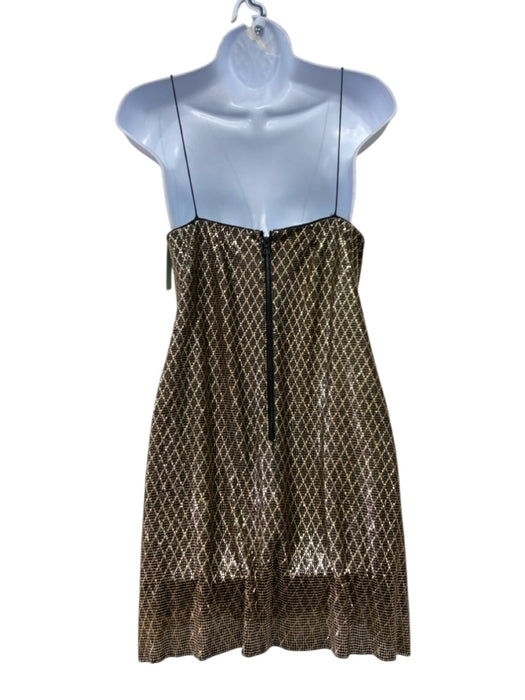 Alice + Olivia Size 2 Gold & Black Chain mail Spaghetti Strap Diamond Dress Gold & Black / 2