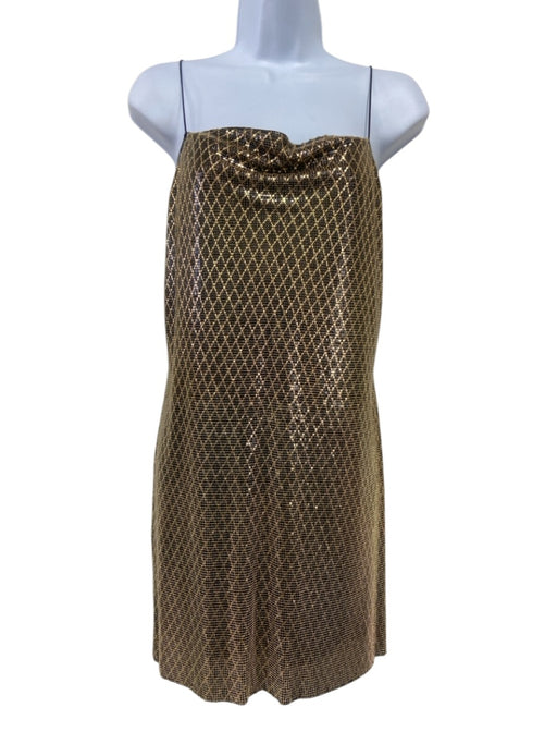 Alice + Olivia Size 2 Gold & Black Chain mail Spaghetti Strap Diamond Dress Gold & Black / 2
