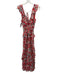 Misa Size S Red, Orange & Green Viscose Sleeveless Ruffle Neckline Floral Dress Red, Orange & Green / S