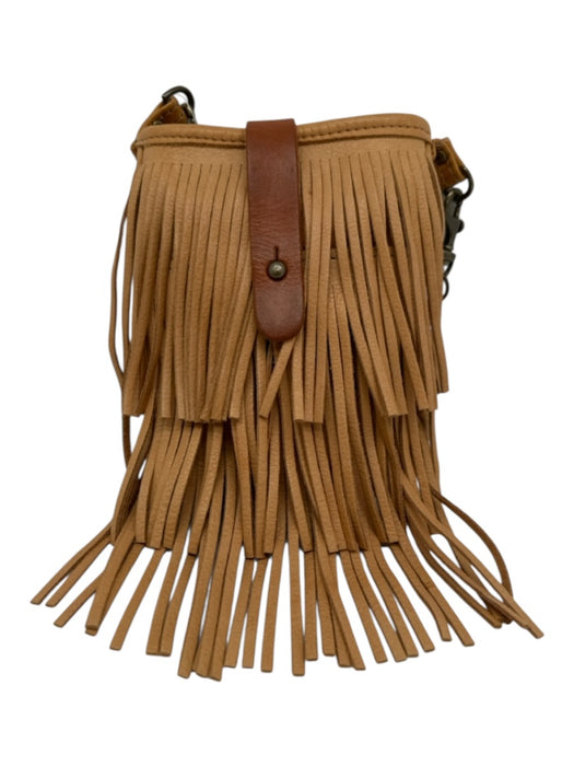 Canoe Tan & brown Leather Chain Fringe Detachable Strap Crossbody Bag Tan & brown / Small