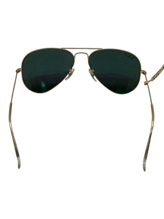 RayBan Gold Gold Tone Metal Polarized Mirrored Case Aviator Sunglasses Gold