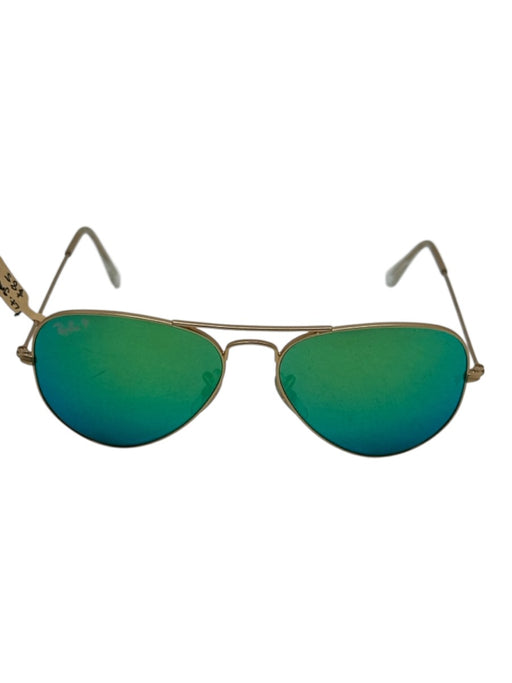 RayBan Gold Gold Tone Metal Polarized Mirrored Case Aviator Sunglasses Gold