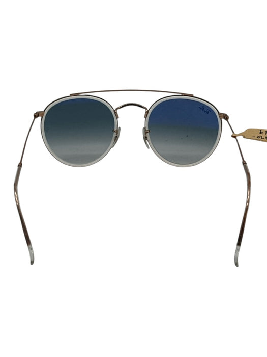 RayBan Gold & White Gold Tone Metal Round Lens Gradient Case Aviator Sunglasses Gold & White