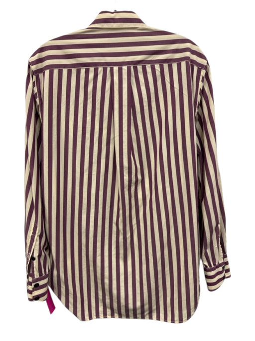 Rag & Bone Size S Purple & White Cotton Long Sleeve Stripe Buttons Blouse Top Purple & White / S