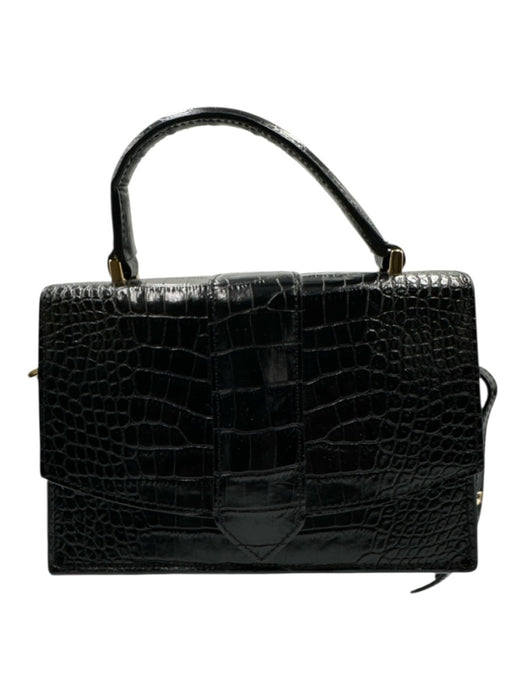 Milaner Italia Black Embossed Leather Magnetic  Flap Gold Hardware Bag Black / XS/S