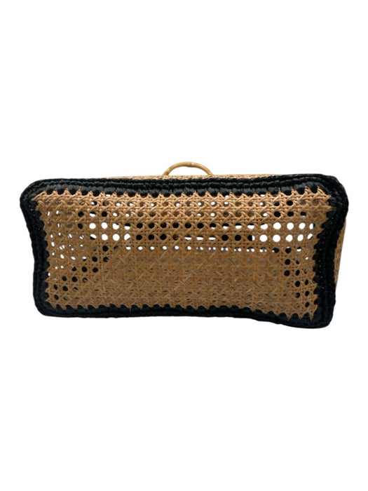 No Brand Tan Brown & Black Rattan Bamboo Handle Sheer Tote Bag Tan Brown & Black / L