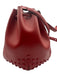 Tod's Cherry Red Leather Rubber Stud Detaill Drawstring Bucket Bag Cherry Red / Small