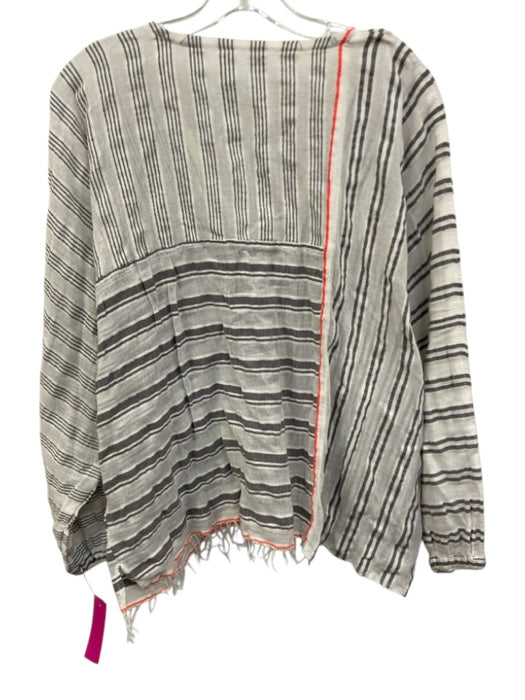 LemLem Size Small White, Gray, Orange Cotton Stripe Poncho Style Short Set White, Gray, Orange / Small