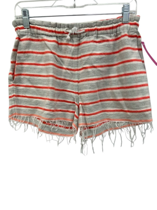 LemLem Size Small White, Gray, Orange Cotton Stripe Poncho Style Short Set White, Gray, Orange / Small
